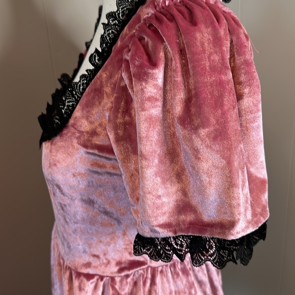 NWT Dolls Kill Grave Girls Drinking Your Blood Velvet Mini Dress - Picture 11 of 12